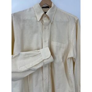 Vtg Morgan Hart Mens 17 34/35 Butter Yellow Oxford Shirt Cotton Single Needle
